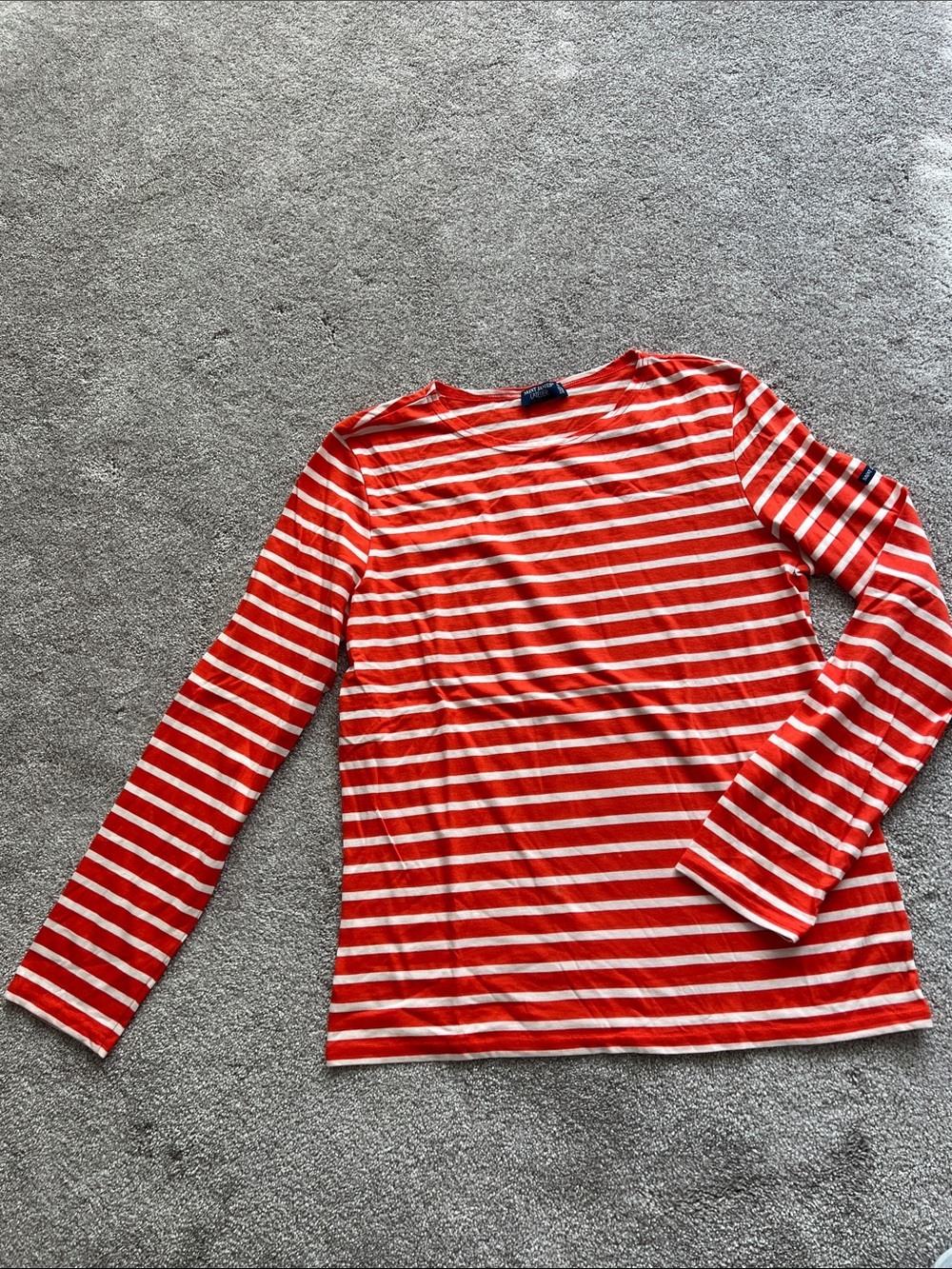 Saint James Red orange and White Striped Tee